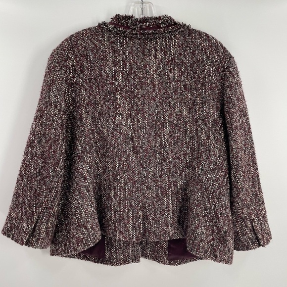 Talbots Vintage Wool Blend Snap Maroon Tweed Boucle Knit Long Sleeve Jacket - Picture 8 of 11